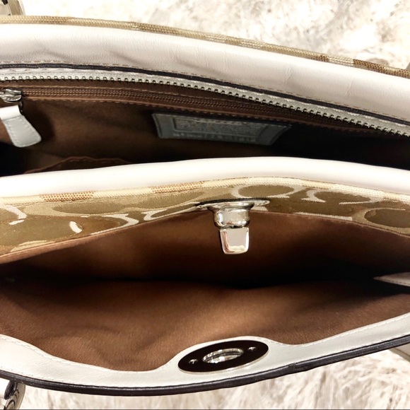 Cream and Tan Coach Satchel Bag - Picture 5 of 7